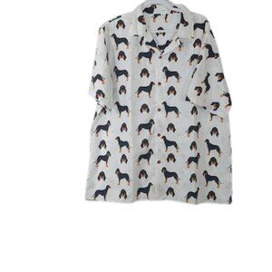 Unbranded Womens Dachshund Hound Print Button Up Shirt Plus 2X